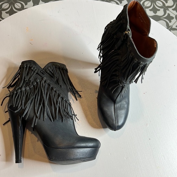 7 For All Mankind Shoes - 🎉HP🎉7 for all mankind black leather zip fringe bootie